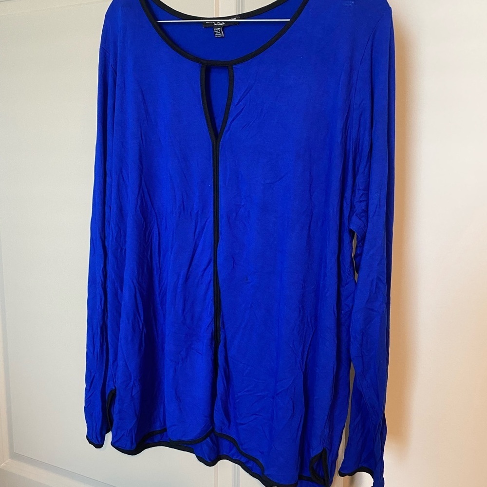 Blue Top Trimmed in Black
